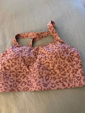 Athleta Mauve Pink Leopard-Print Sports Bra